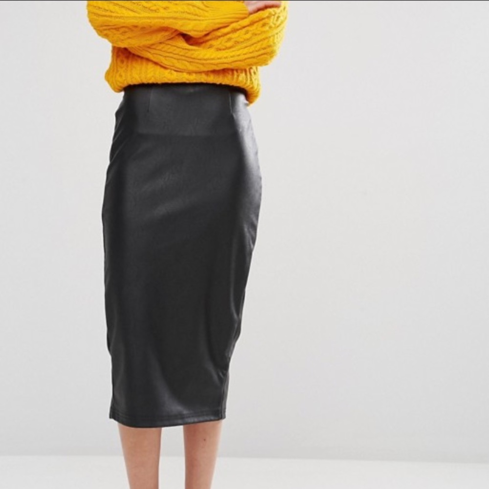 Asos Petite Leather look Sculpt Me Pencil Skirt